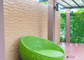 Outdoor with empty circle chair