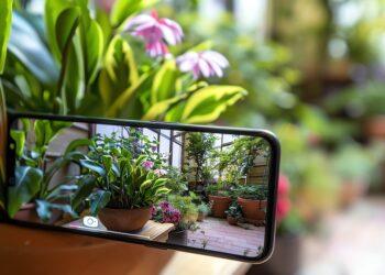 A photo of a lush, green indoor garden taken with a smartphone.