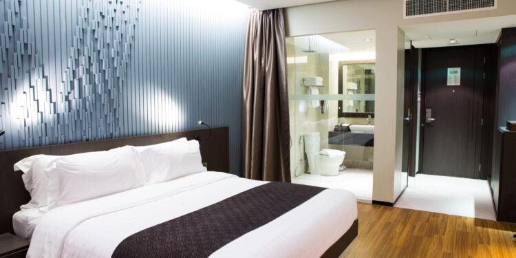 Interior of modern comfortable hotel room